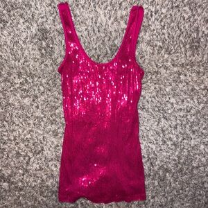 Express Hot Pink Sequin Scoop Tank